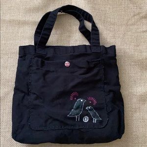 Element Black Denim Birds Distressed Tote